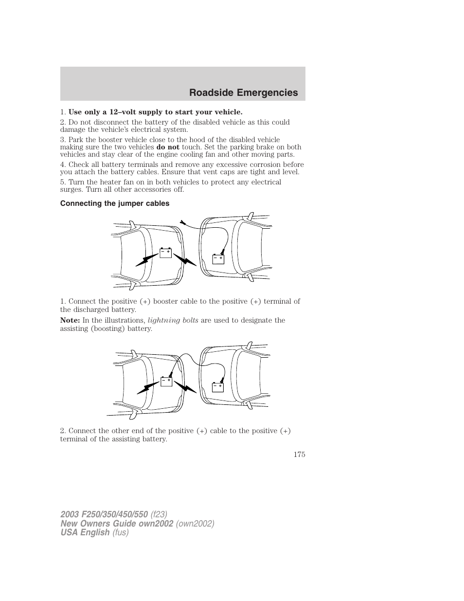 Roadside emergencies | FORD 2002 F-250 User Manual | Page 175 / 264