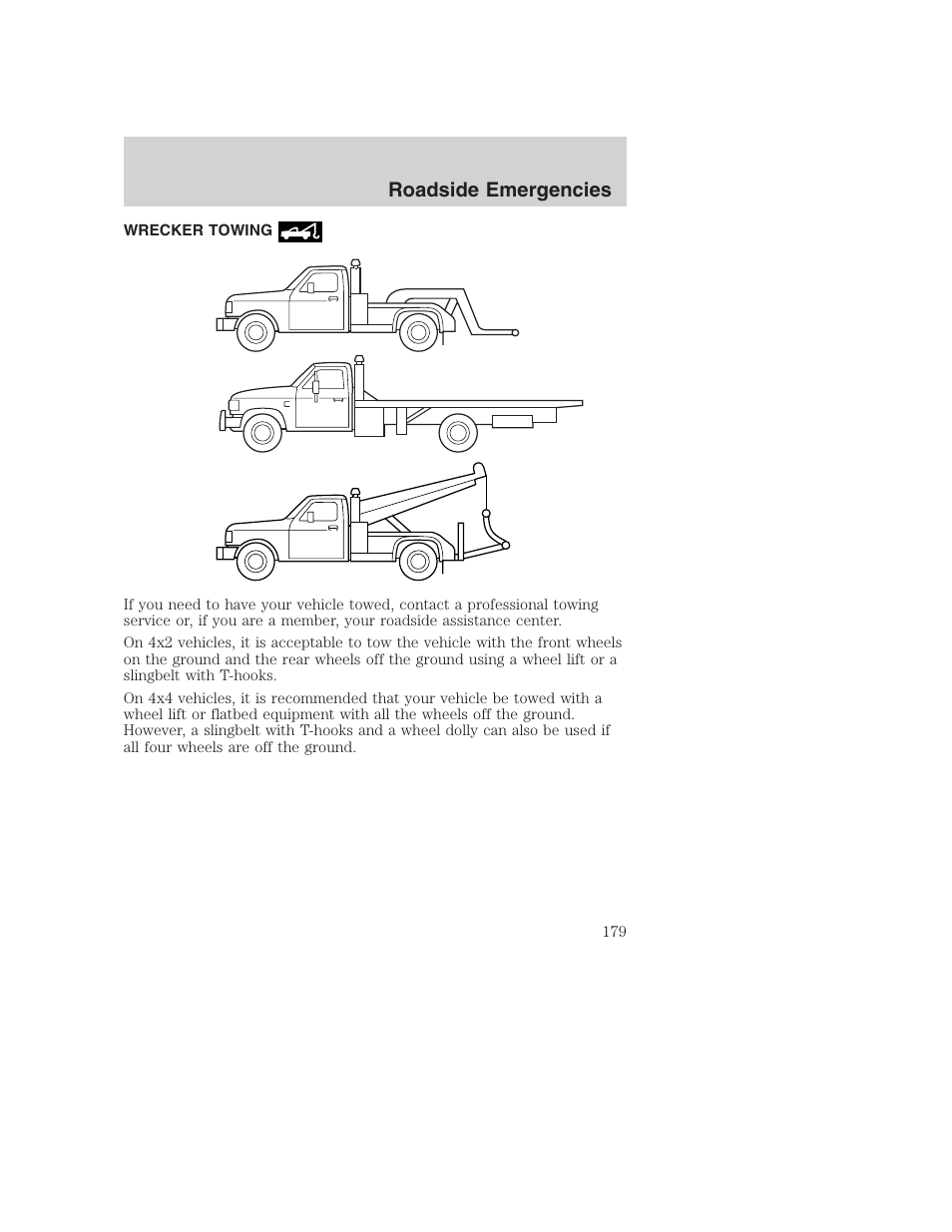 Roadside emergencies | FORD 2002 F-250 User Manual | Page 179 / 264