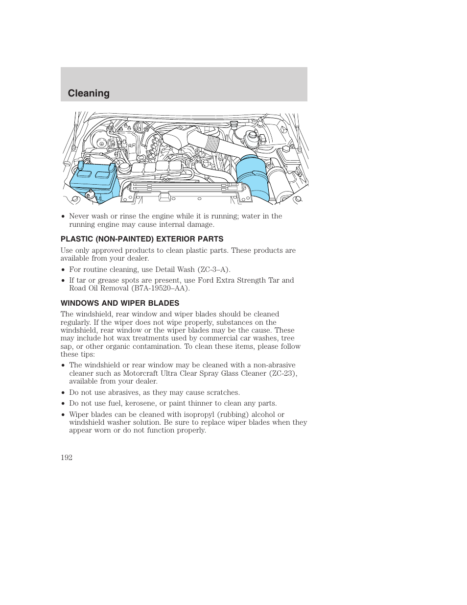 Cleaning | FORD 2002 F-250 User Manual | Page 192 / 264