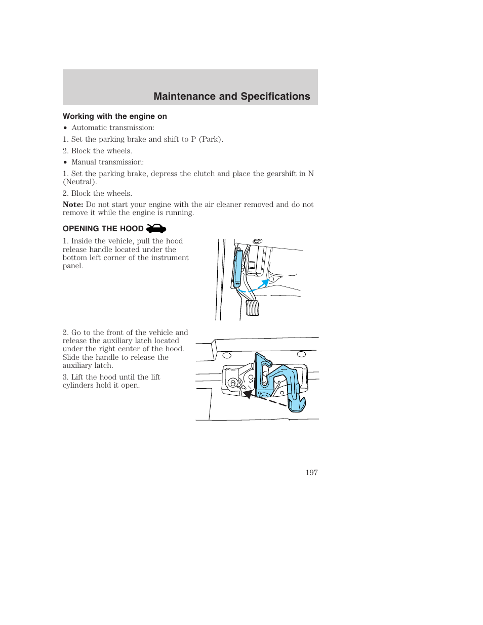 Maintenance and specifications | FORD 2002 F-250 User Manual | Page 197 / 264