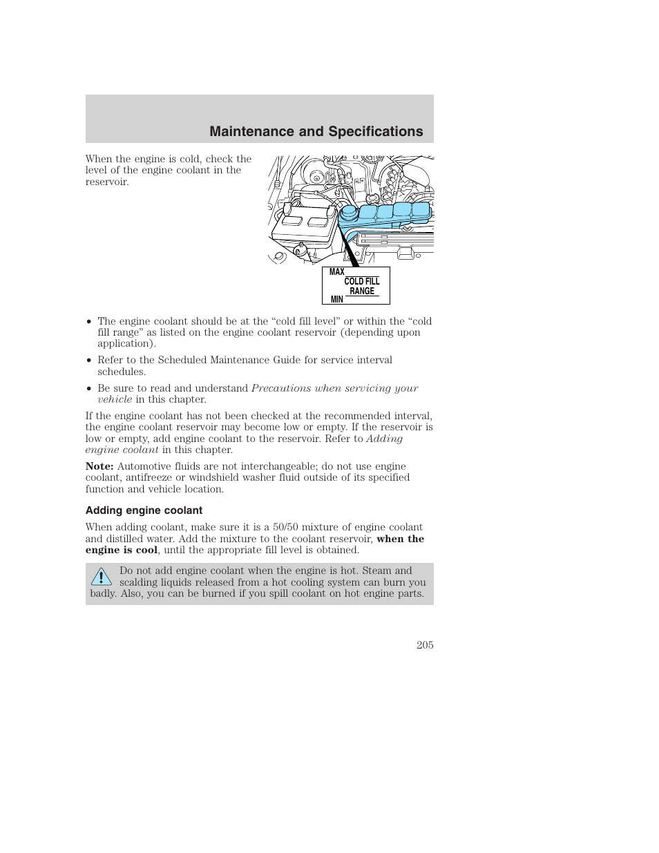 Maintenance and specifications | FORD 2002 F-250 User Manual | Page 205 / 264