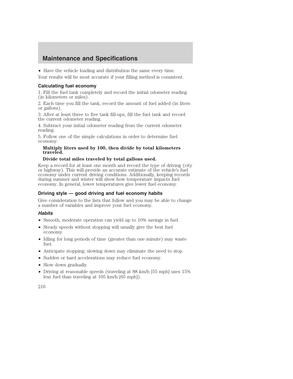 Maintenance and specifications | FORD 2002 F-250 User Manual | Page 216 / 264