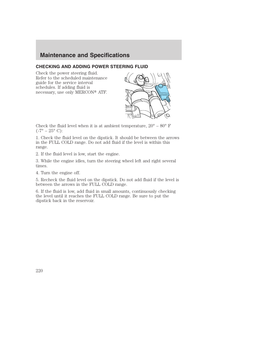 Maintenance and specifications | FORD 2002 F-250 User Manual | Page 220 / 264