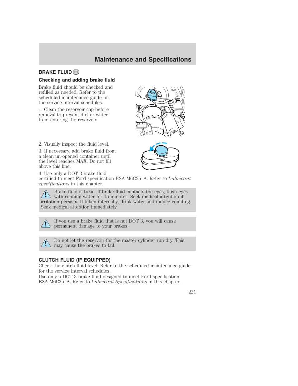 Maintenance and specifications | FORD 2002 F-250 User Manual | Page 221 / 264