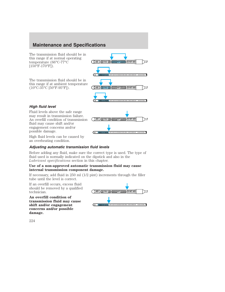 Maintenance and specifications | FORD 2002 F-250 User Manual | Page 224 / 264