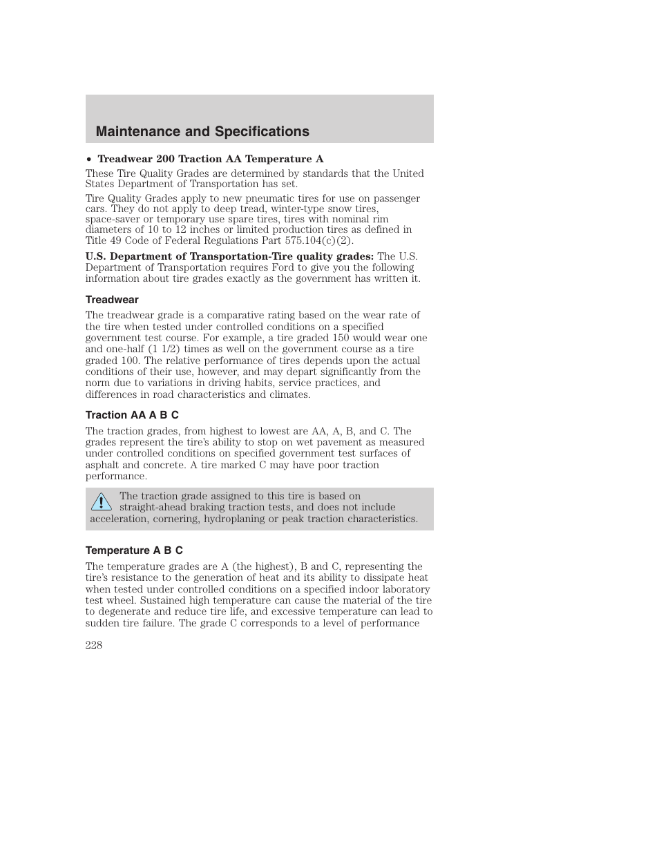 Maintenance and specifications | FORD 2002 F-250 User Manual | Page 228 / 264