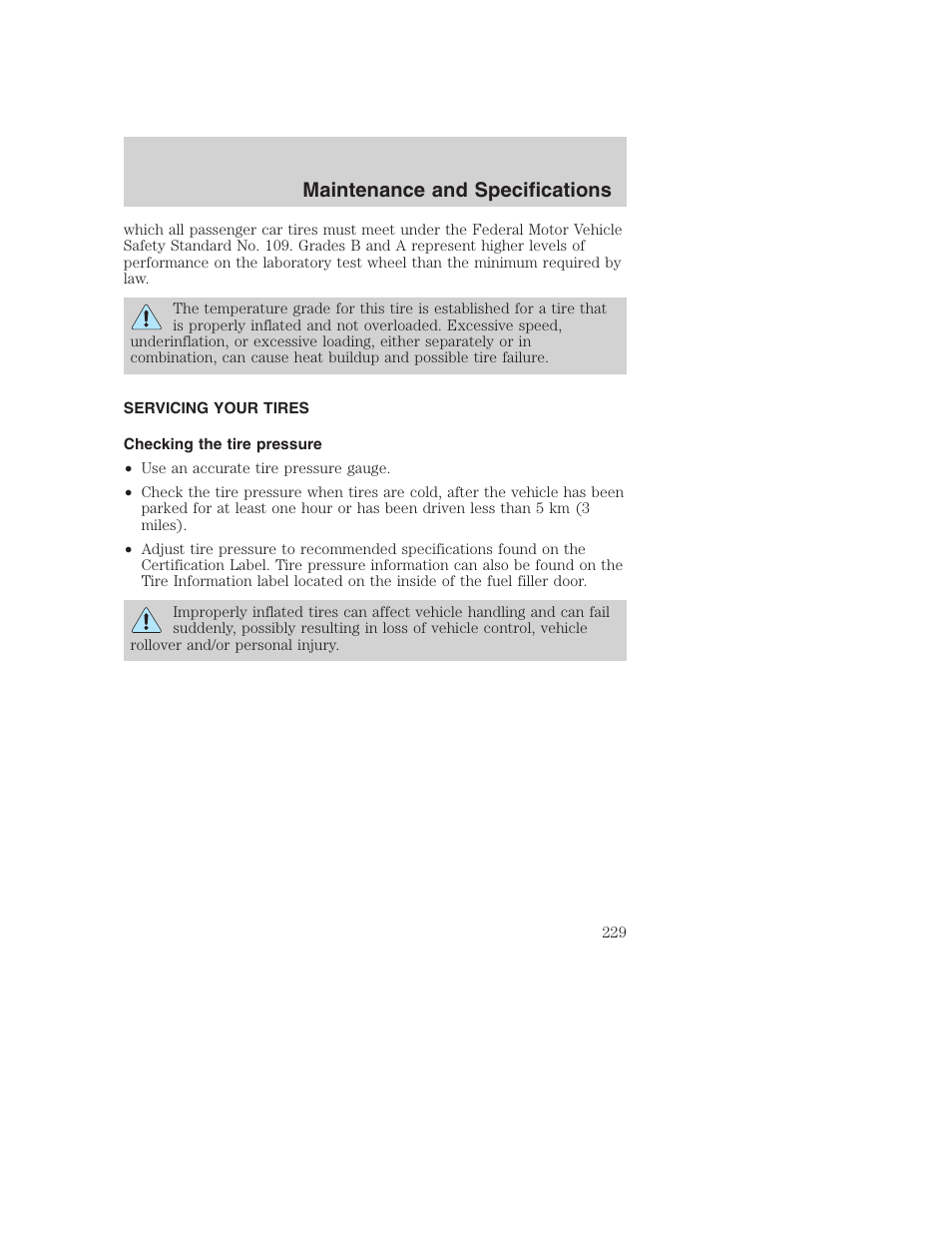 Maintenance and specifications | FORD 2002 F-250 User Manual | Page 229 / 264