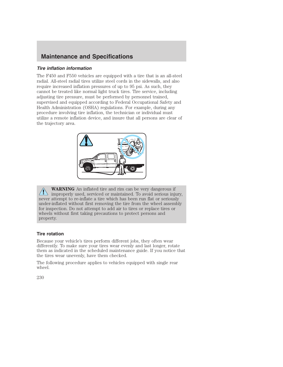 Maintenance and specifications | FORD 2002 F-250 User Manual | Page 230 / 264