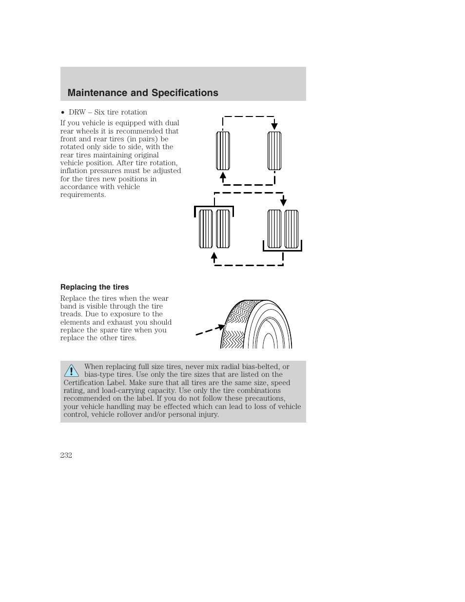 Maintenance and specifications | FORD 2002 F-250 User Manual | Page 232 / 264