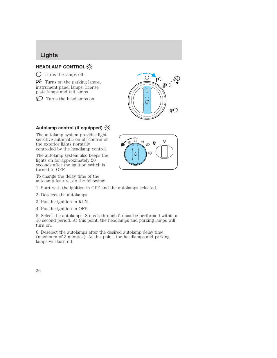 Lights | FORD 2002 F-250 User Manual | Page 36 / 264