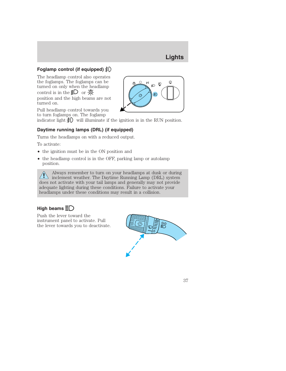 Lights | FORD 2002 F-250 User Manual | Page 37 / 264