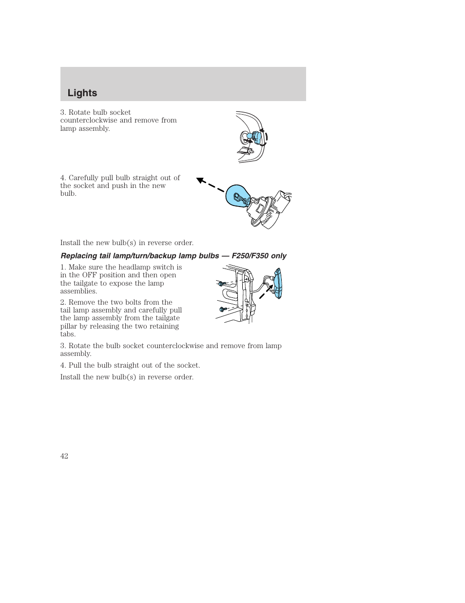 Lights | FORD 2002 F-250 User Manual | Page 42 / 264