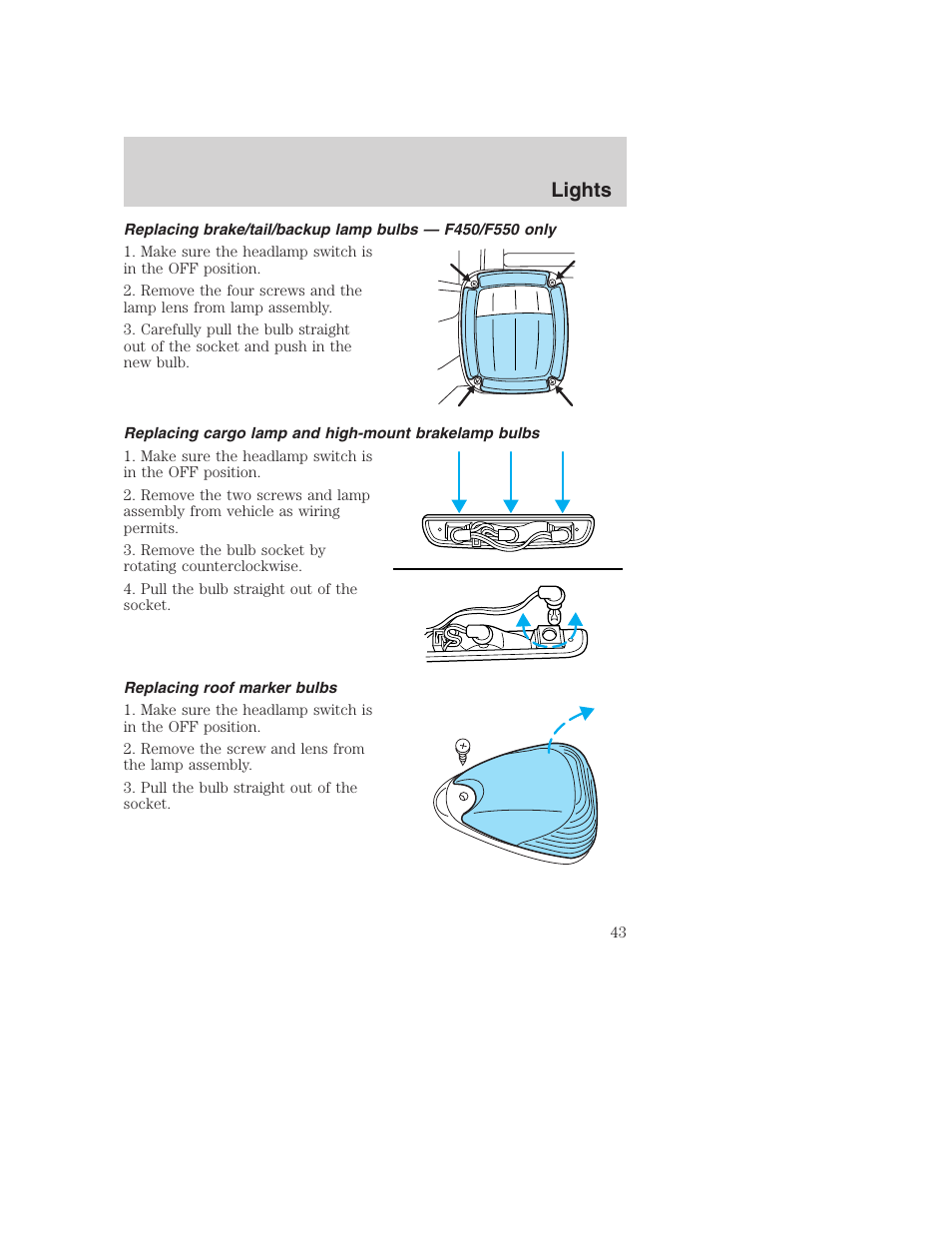 Lights | FORD 2002 F-250 User Manual | Page 43 / 264