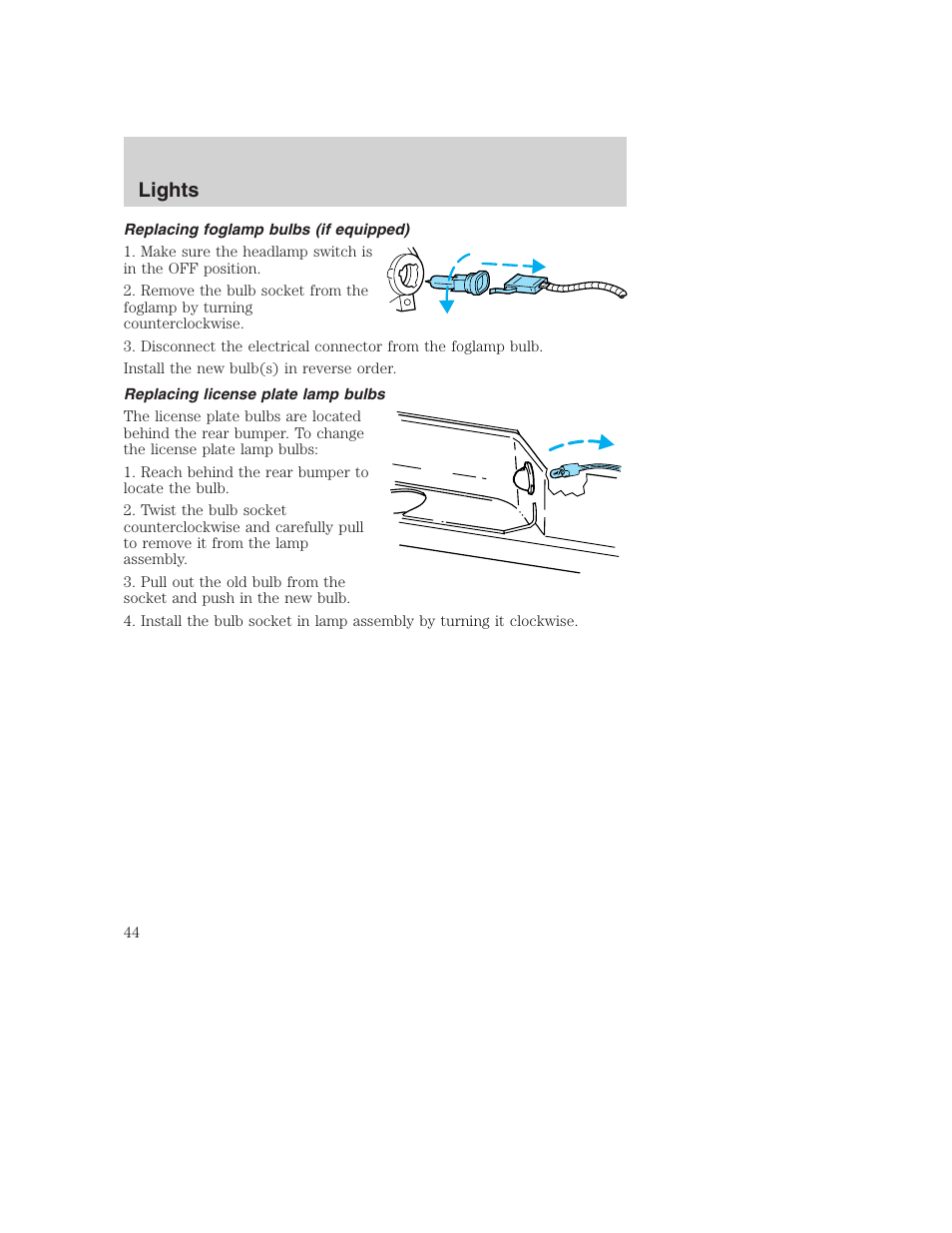 Lights | FORD 2002 F-250 User Manual | Page 44 / 264