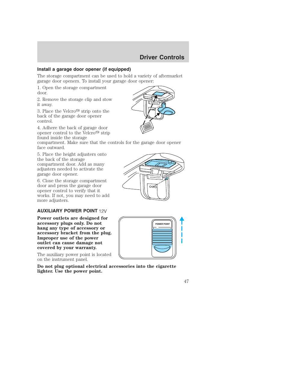 Driver controls | FORD 2002 F-250 User Manual | Page 47 / 264