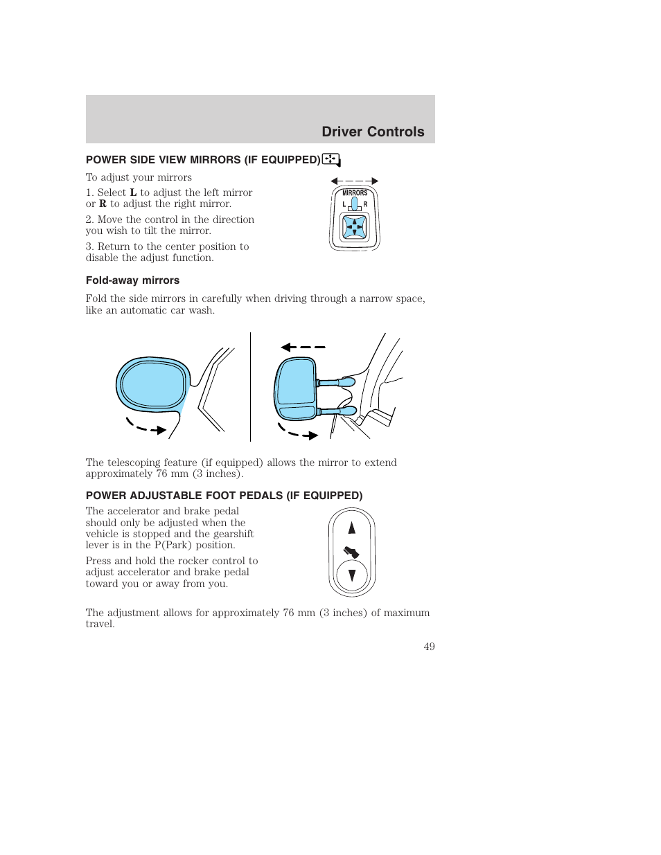 Driver controls | FORD 2002 F-250 User Manual | Page 49 / 264