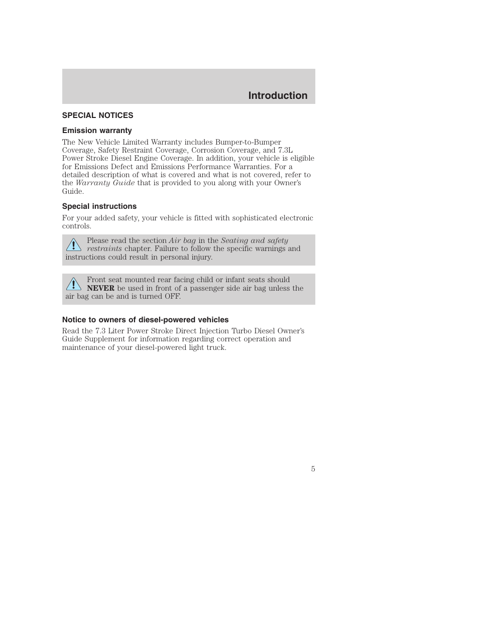 Introduction | FORD 2002 F-250 User Manual | Page 5 / 264