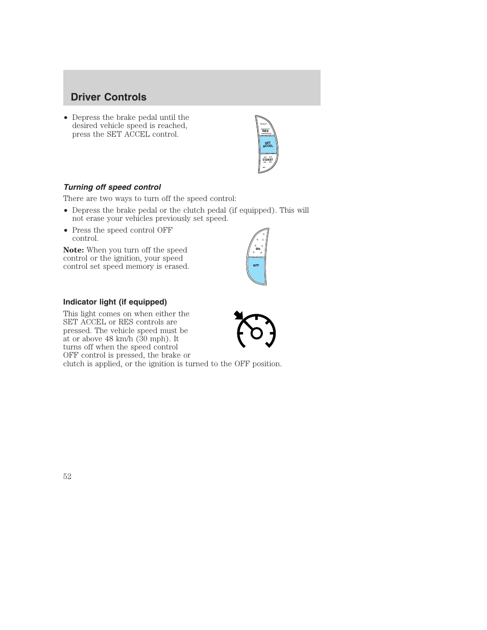 Driver controls | FORD 2002 F-250 User Manual | Page 52 / 264