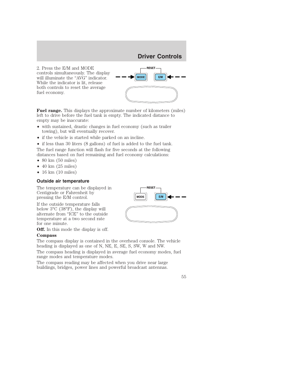 Driver controls | FORD 2002 F-250 User Manual | Page 55 / 264
