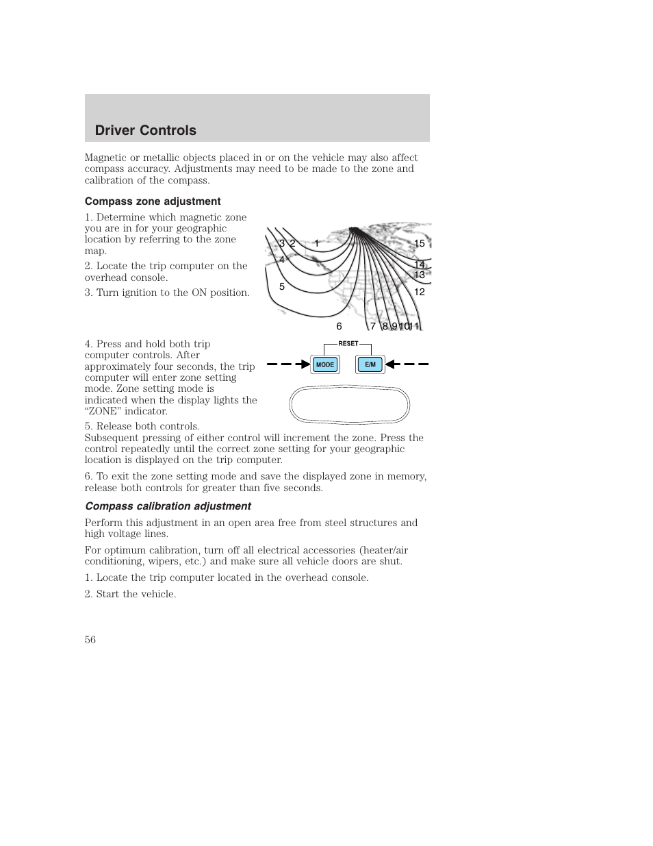 Driver controls | FORD 2002 F-250 User Manual | Page 56 / 264