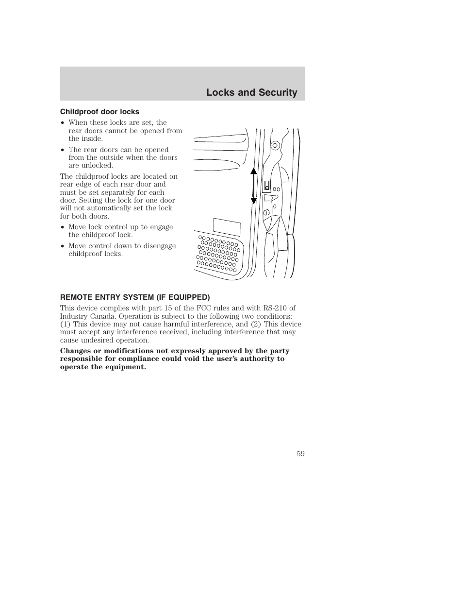 Locks and security | FORD 2002 F-250 User Manual | Page 59 / 264