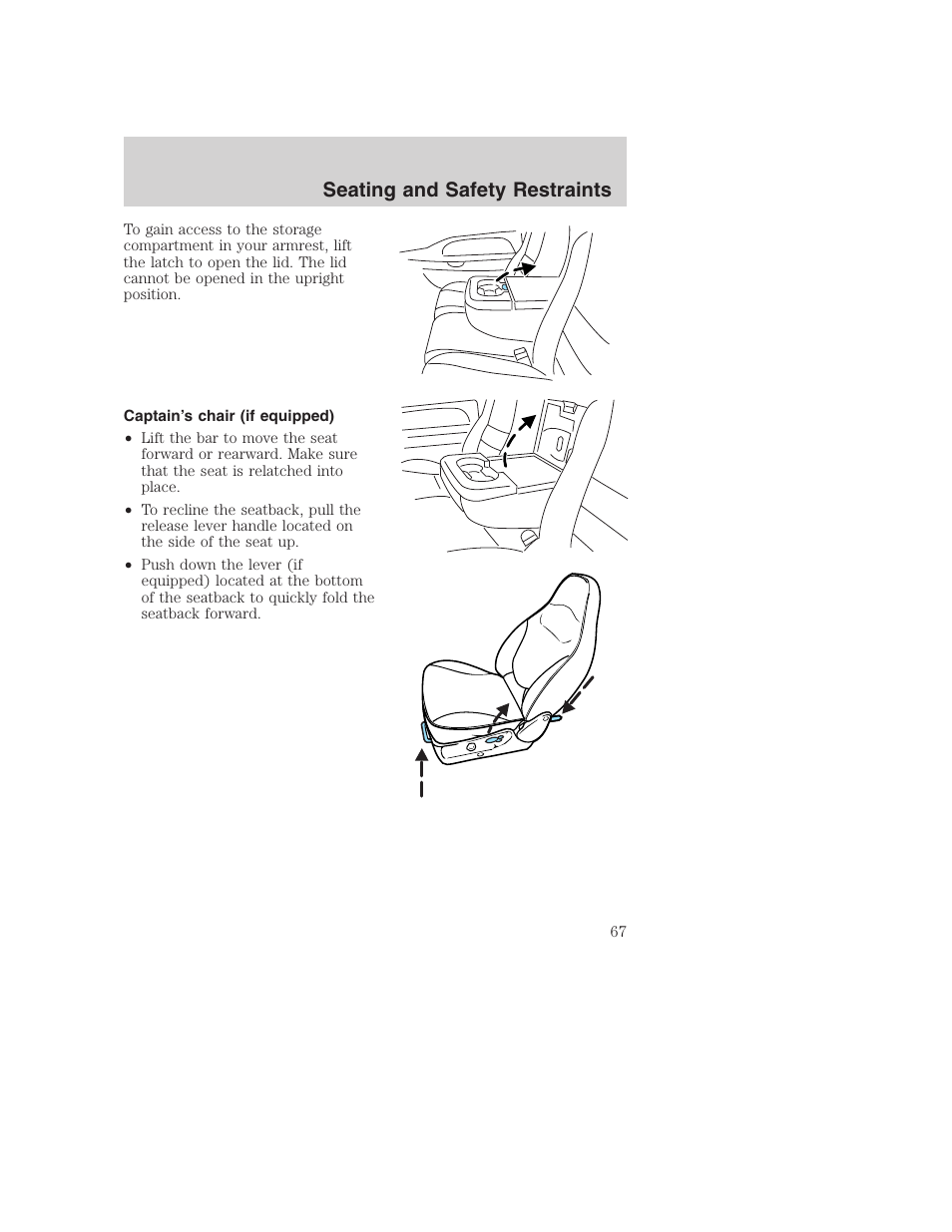 Seating and safety restraints | FORD 2002 F-250 User Manual | Page 67 / 264