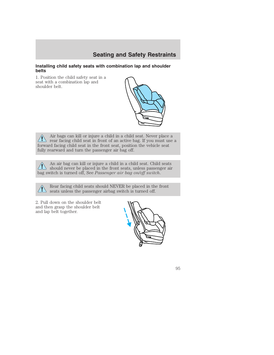 Seating and safety restraints | FORD 2002 F-250 User Manual | Page 95 / 264