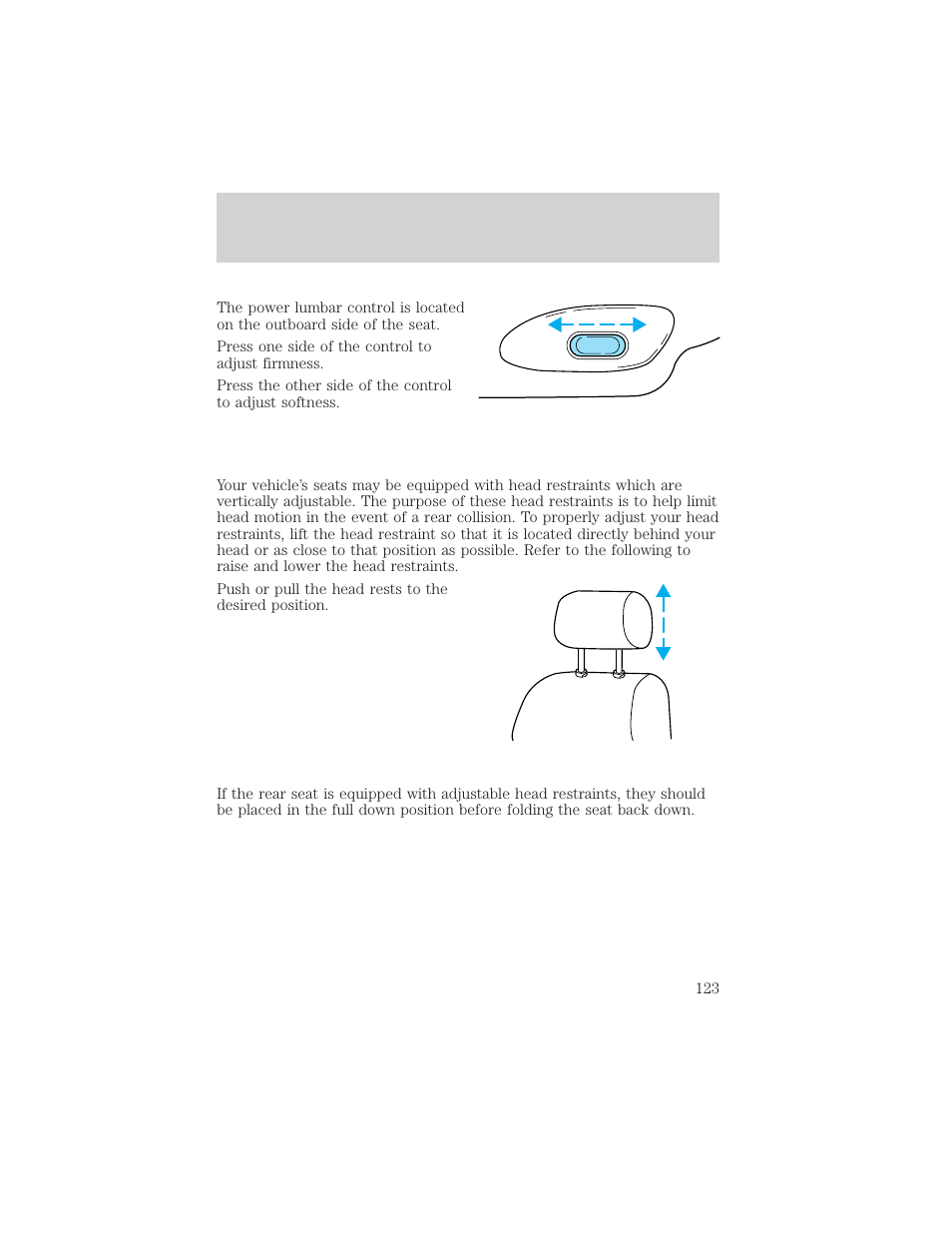 Seating and safety restraints | FORD 2000 Explorer User Manual | Page 123 / 296