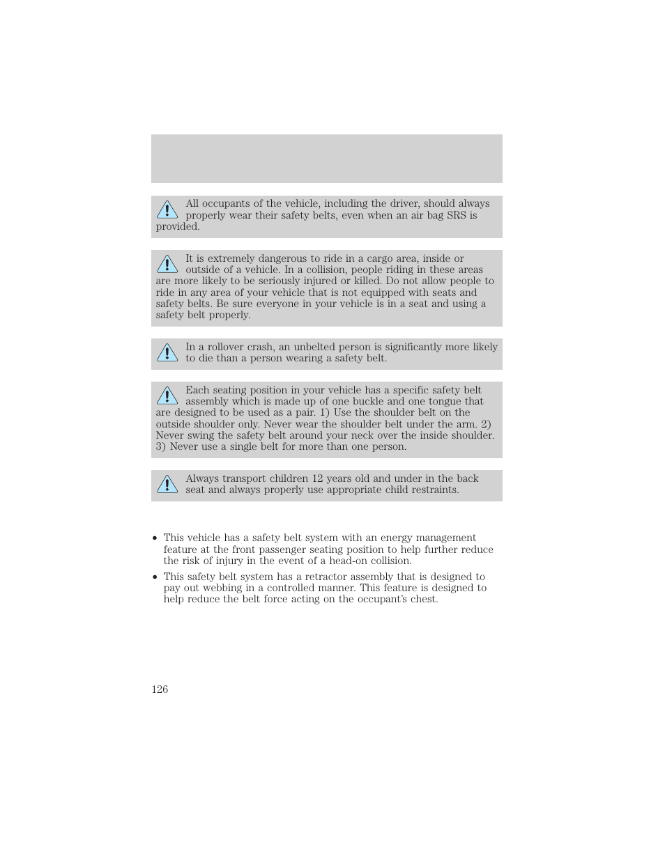 Seating and safety restraints | FORD 2000 Explorer User Manual | Page 126 / 296