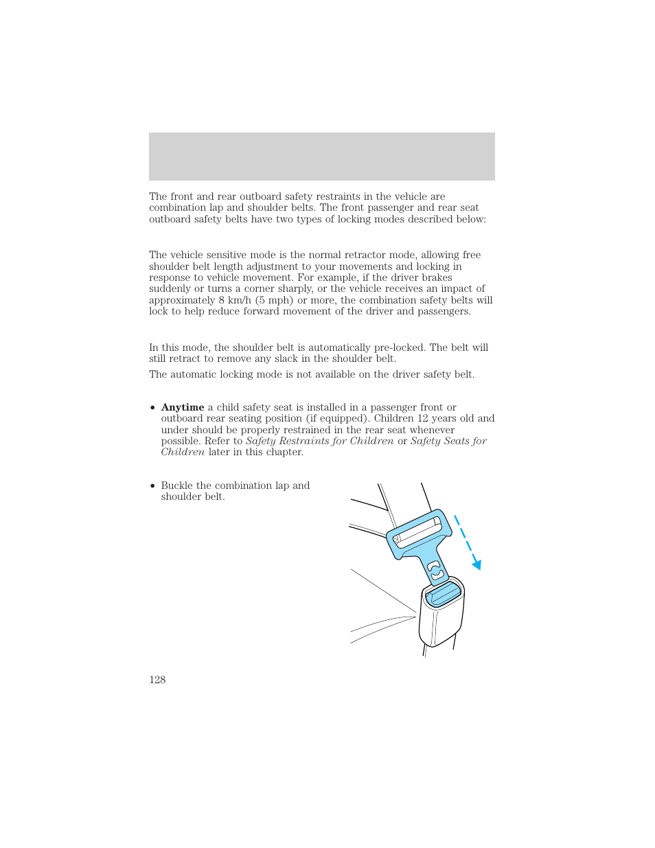 Seating and safety restraints | FORD 2000 Explorer User Manual | Page 128 / 296