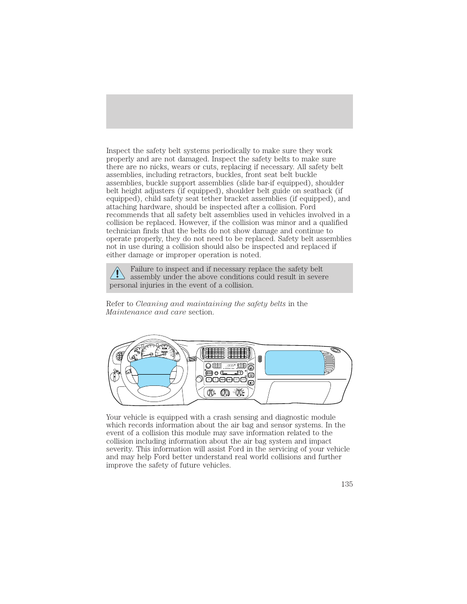 Seating and safety restraints, Rpm x 1000, Km/h | Hi lo off | FORD 2000 Explorer User Manual | Page 135 / 296