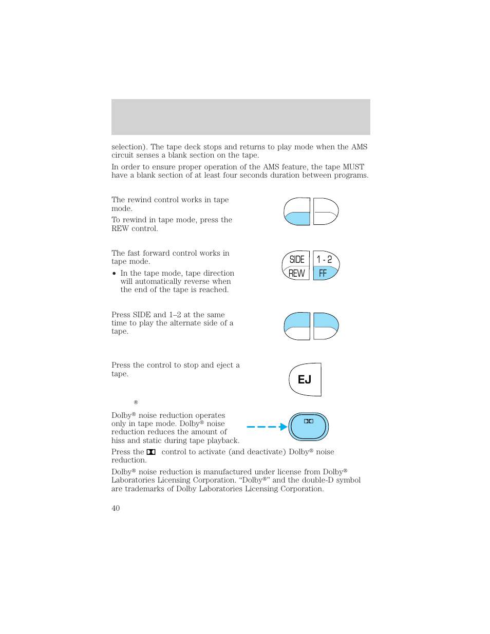 Controls and features | FORD 2000 Explorer User Manual | Page 40 / 296