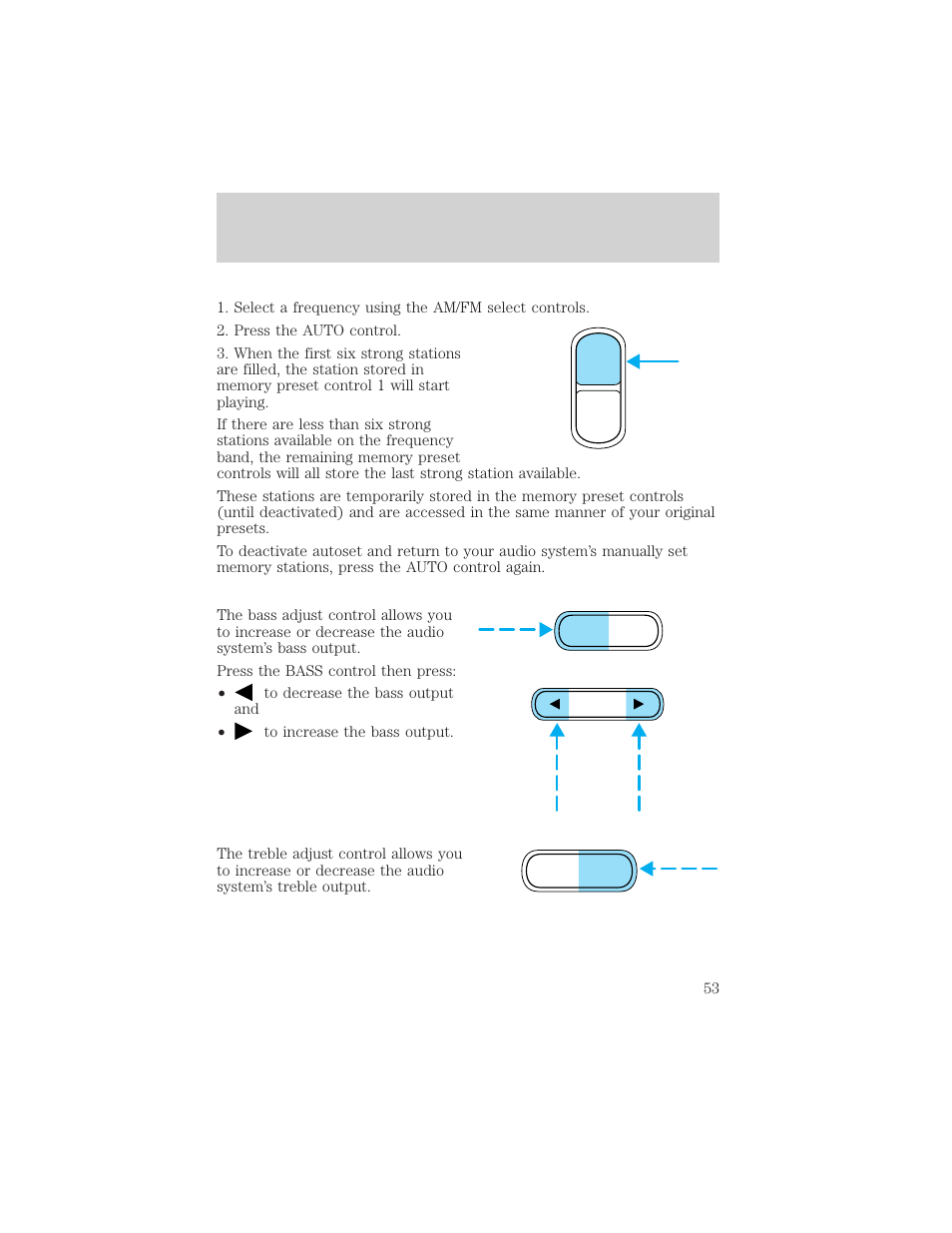 Auto clk, Controls and features | FORD 2000 Explorer User Manual | Page 53 / 296