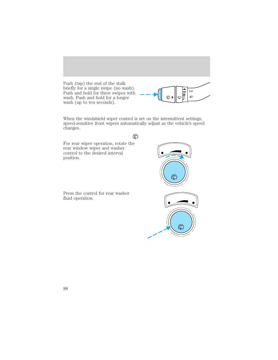 Controls and features, Push | FORD 2000 Explorer User Manual | Page 88 / 296