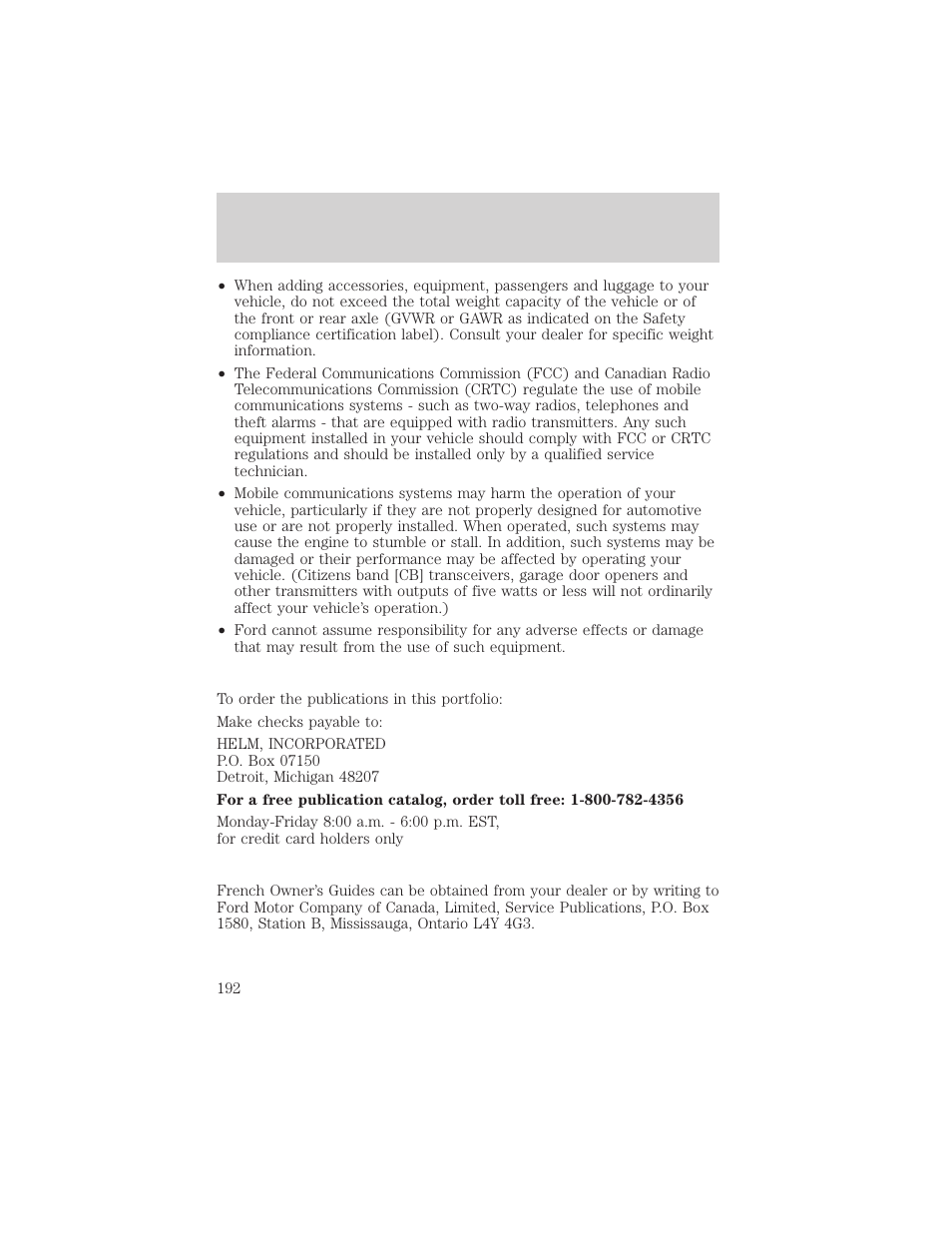 Customer assistance | FORD 2000 Escort User Manual | Page 192 / 200