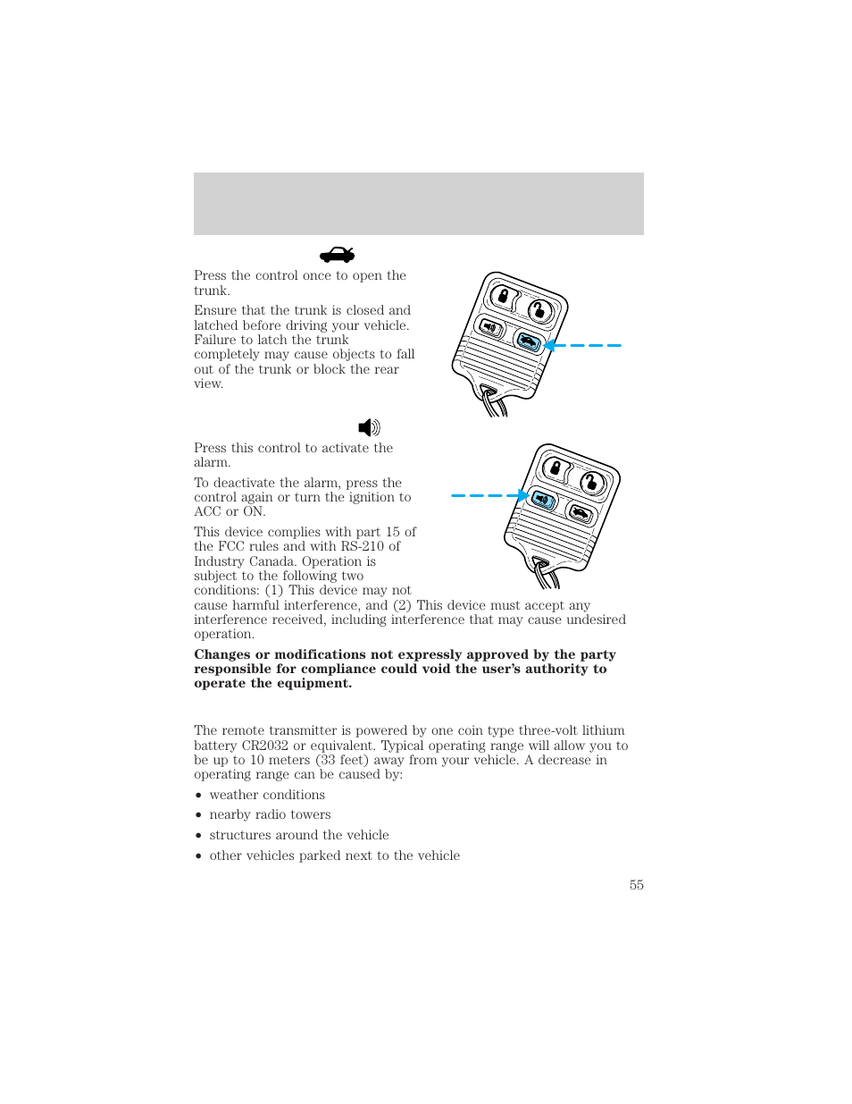 Controls and features | FORD 2000 Escort User Manual | Page 55 / 200