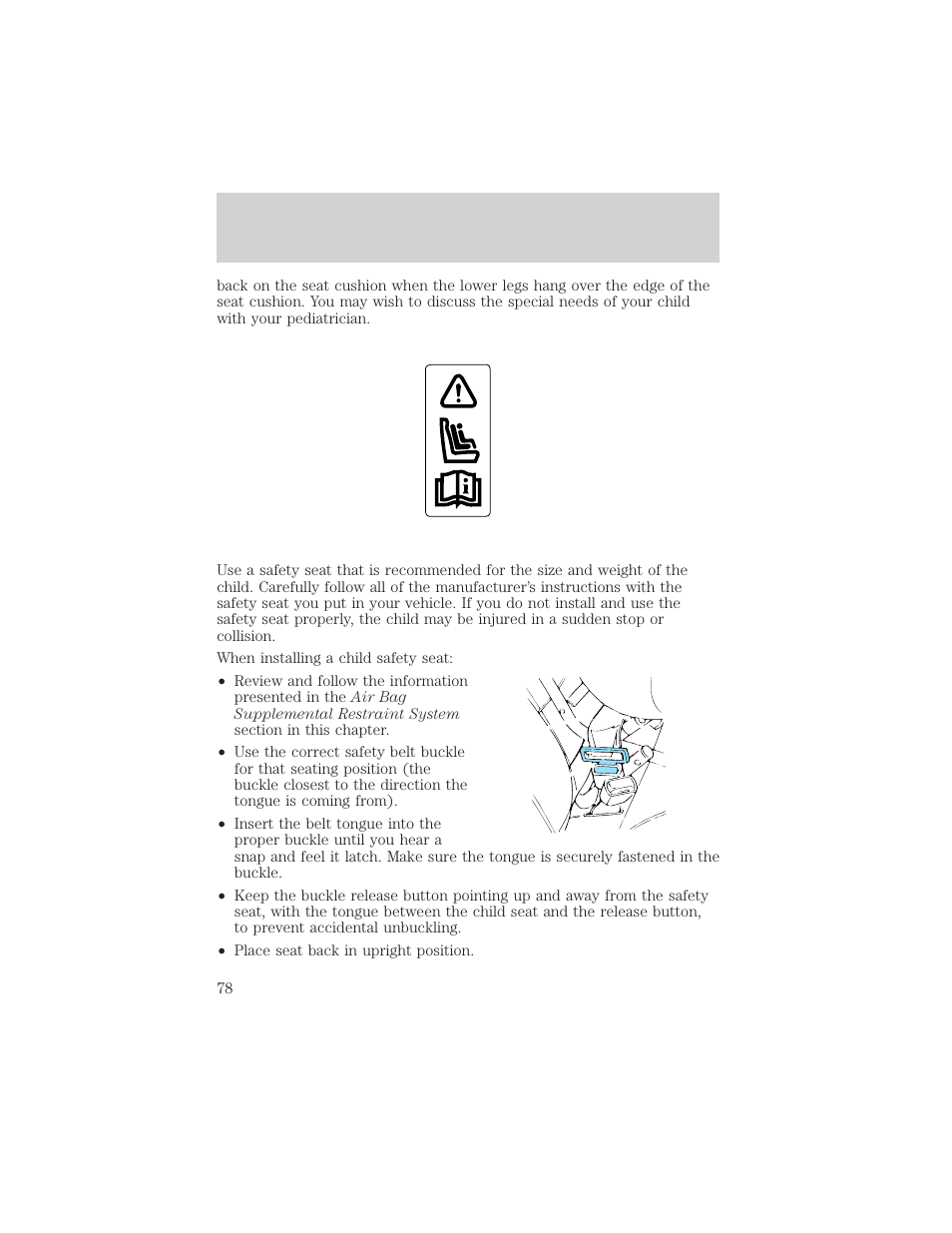 Seating and safety restraints | FORD 2000 Escort User Manual | Page 78 / 200