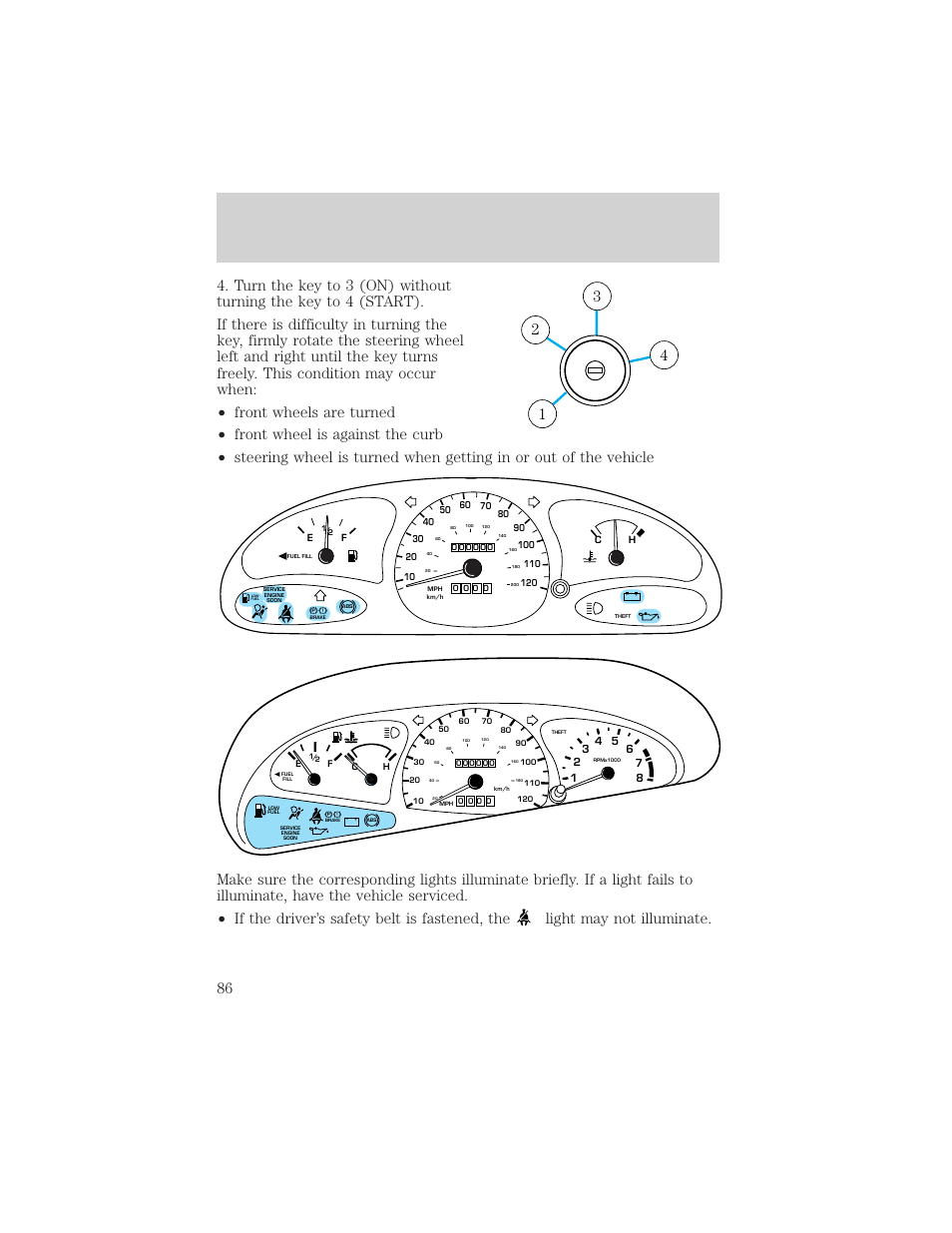 Starting | FORD 2000 Escort User Manual | Page 86 / 200
