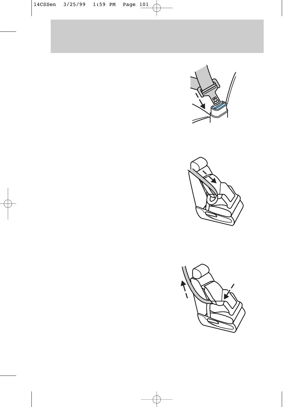 Seating and safety restraints | FORD 1999 Contour User Manual | Page 101 / 244