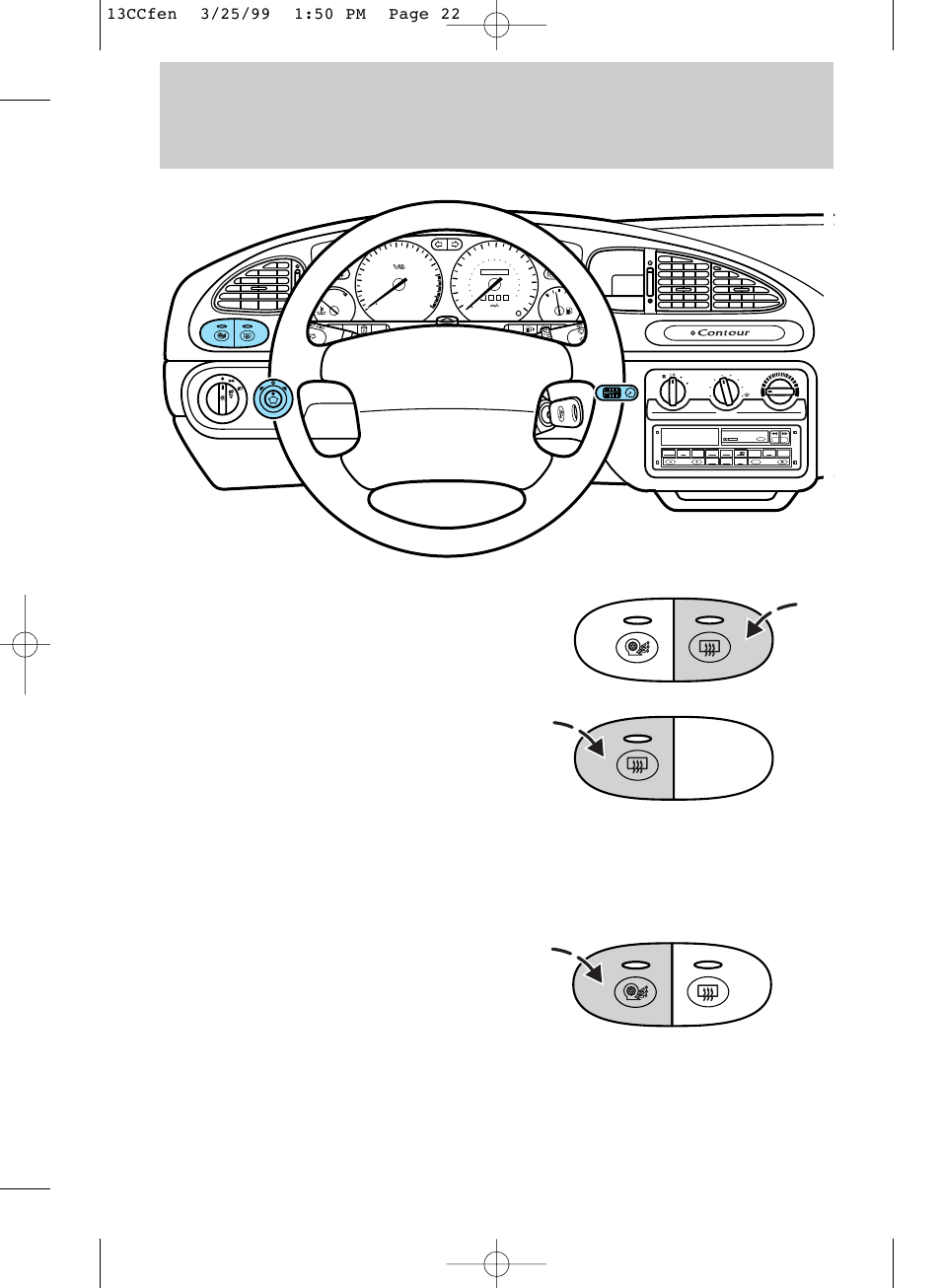 Controls and features | FORD 1999 Contour User Manual | Page 22 / 244