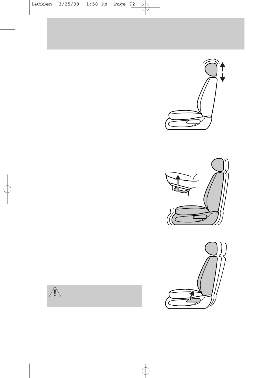 Seating and safety restraints | FORD 1999 Contour User Manual | Page 72 / 244