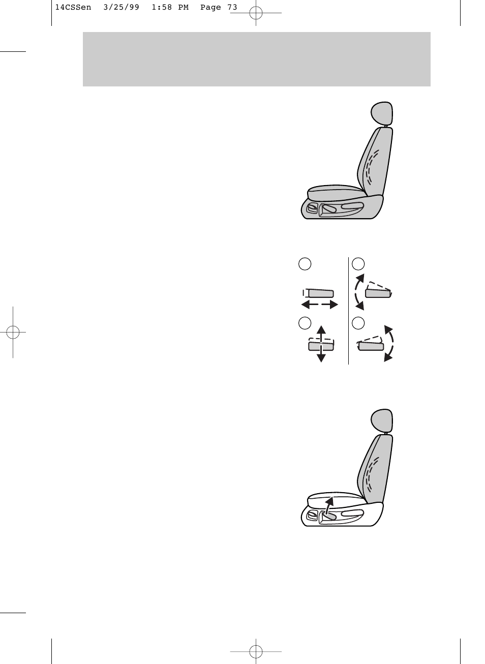 Seating and safety restraints | FORD 1999 Contour User Manual | Page 73 / 244