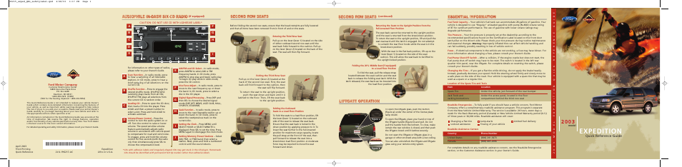 FORD 2003 Expedition User Manual | 2 pages