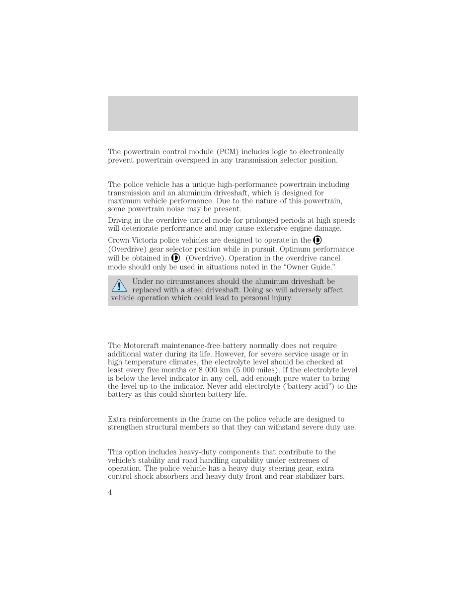 Severe duty equipment | FORD 2002 Crown Victoria User Manual | Page 4 / 16