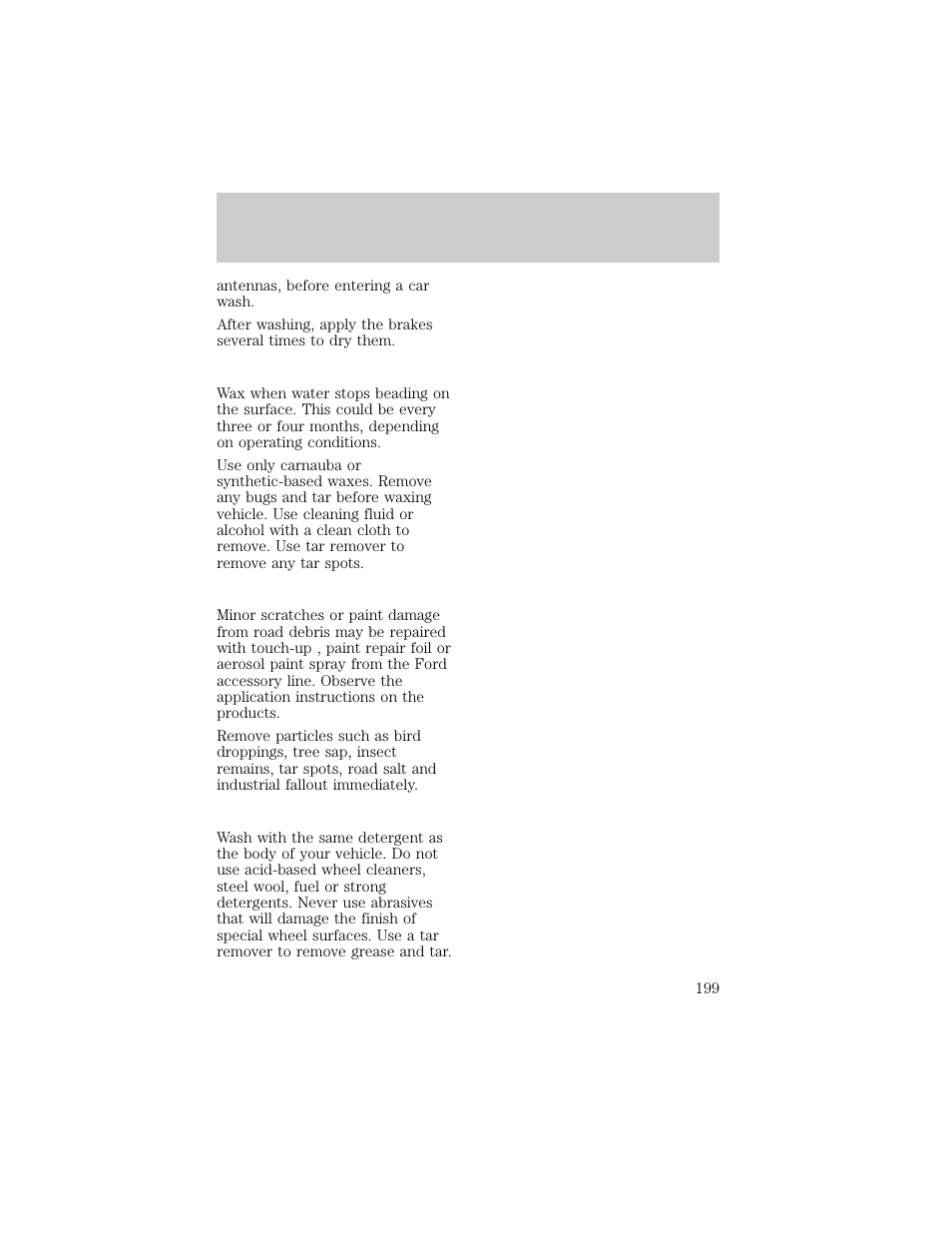 Maintenance and care | FORD 1998 F-150 User Manual | Page 199 / 219