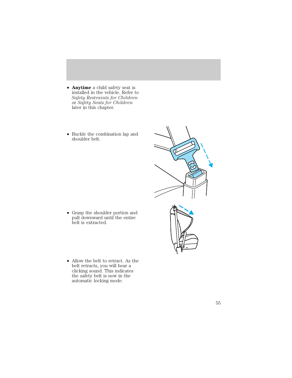 Seating and safety restraints | FORD 1998 F-150 User Manual | Page 55 / 219