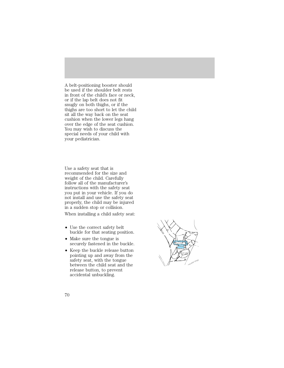 Seating and safety restraints | FORD 1998 F-150 User Manual | Page 70 / 219