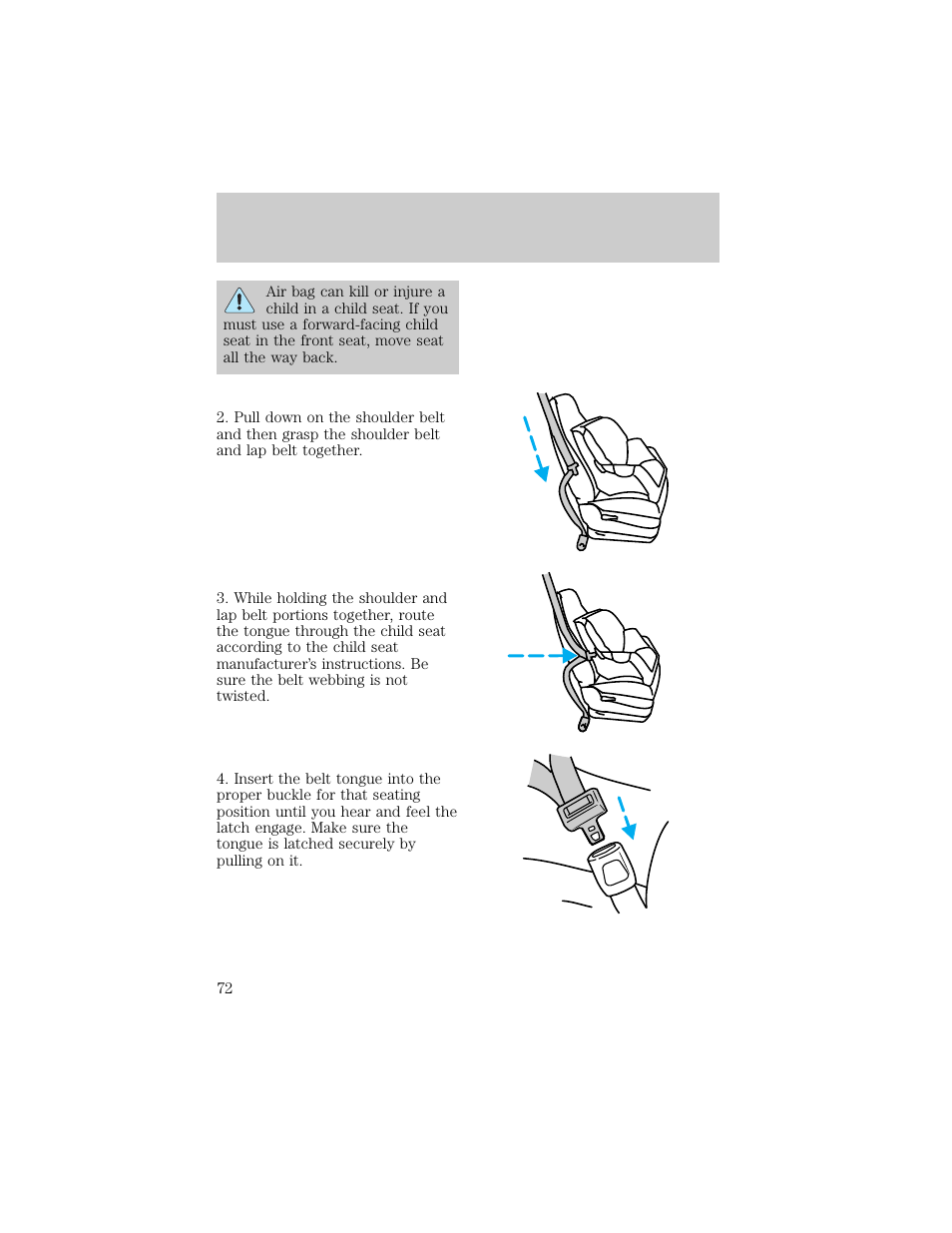 Seating and safety restraints | FORD 1998 F-150 User Manual | Page 72 / 219