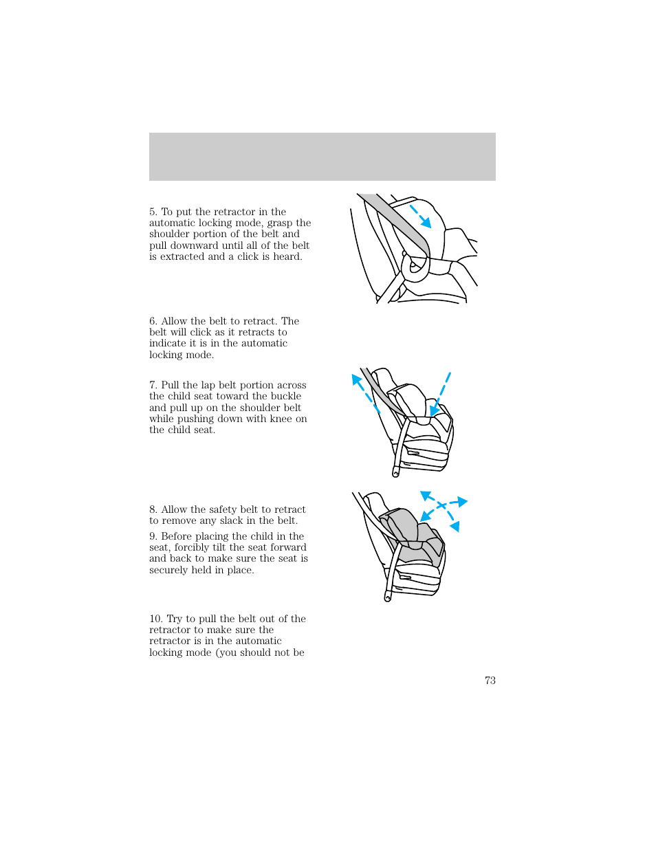 Seating and safety restraints | FORD 1998 F-150 User Manual | Page 73 / 219