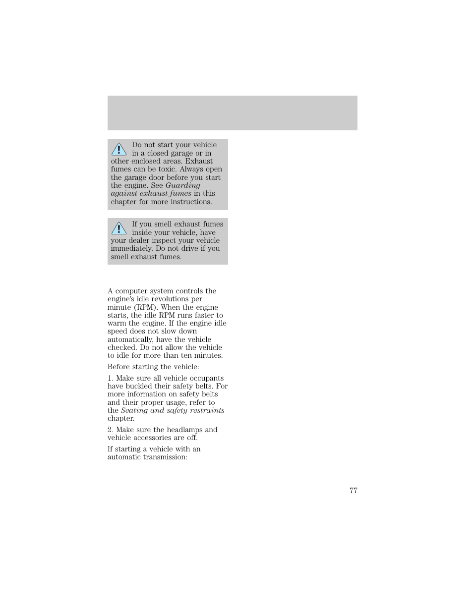 Starting | FORD 1998 F-150 User Manual | Page 77 / 219